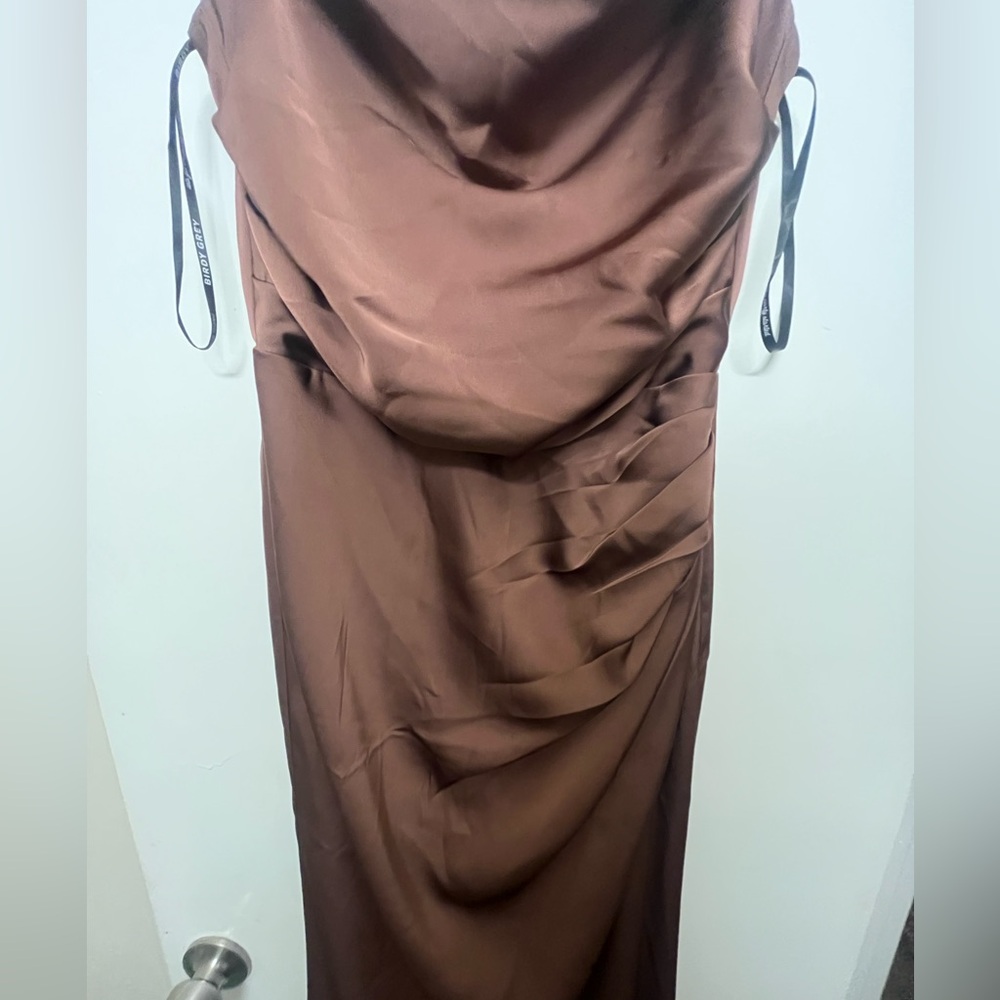 Birdy Grey - Lydia Dress - Matte Satin Chocolate Brown - Small - Picture 7 of 15